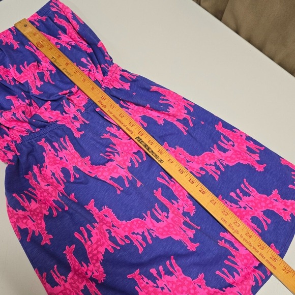 Lilly Pulitzer Windsor Dress Womens XS Blue Pink Giraffe Strapless Mini Beach - Picture 10 of 11